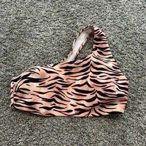 Victoria's Secret Black, Brown and Pink Bikini Top Asymmetrical Design